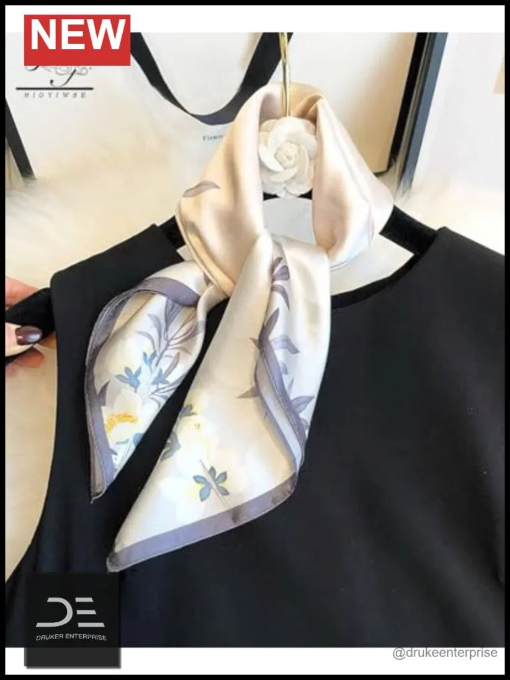 Large Square Satin Head Scarf for Women 35